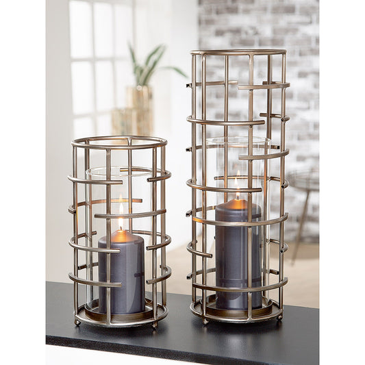 Φανάρι ArteLibre Σαμπανί/Διάφανο Μέταλλο/Γυαλί 31.5cm - Hippiehome.gr