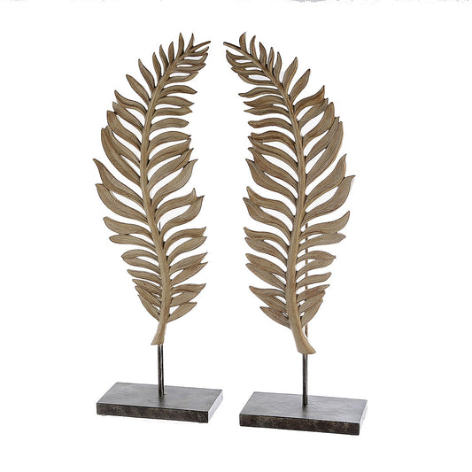 Διακοσμητικό ArteLibre Φύλλο Σε Βάση Εκρού Polyresin 11x22x56cm Σε 2 Σχέδια - Hippiehome.gr