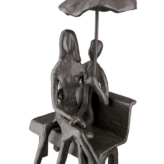 Διακοσμητικό ArteLibre Ζευγάρι Σε Παγκάκι Καφέ Μέταλλο 12x14x19cm - Hippiehome.gr