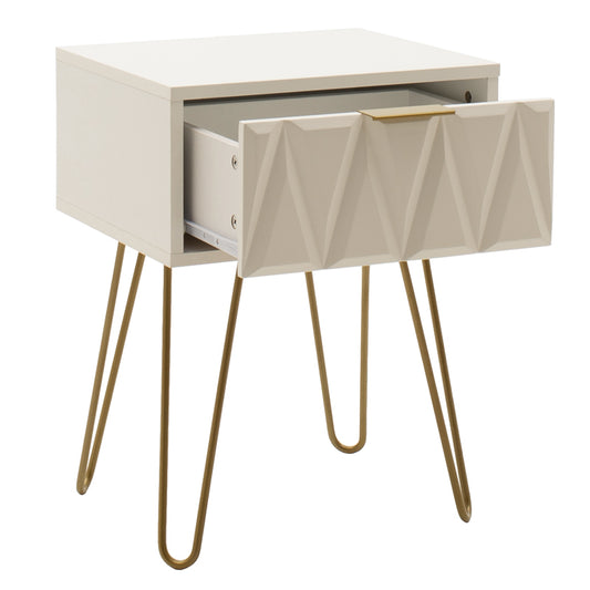 Κομοδίνο Isla pakoworld χρώμα λευκό painting-χρυσό 42x35x55εκ - Hippiehome.gr