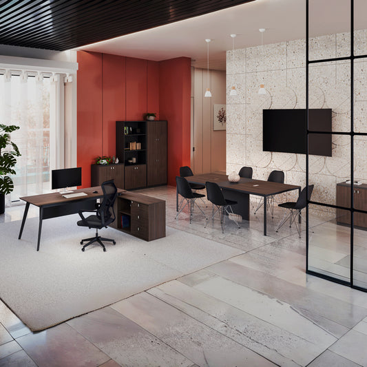 Ντουλάπι γραφείου επαγγελματικό χαμηλό Denith pakoworld ανθρακί-καρυδί 80x40x80εκ - Hippiehome.gr