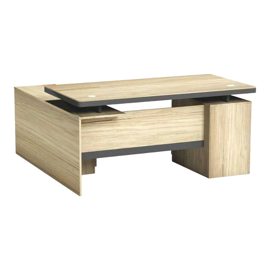 Γραφείο επαγγελματικό Lotus pakoworld με δεξιά γωνία σε φυσική-ανθρακί απόχρωση 200x160x76εκ - Hippiehome.gr