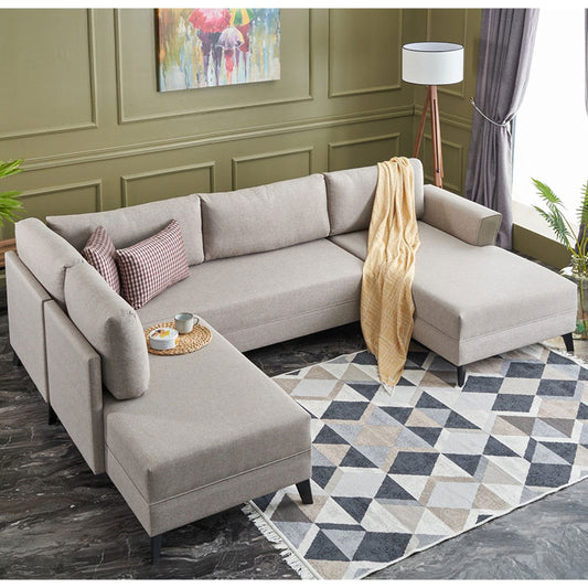 Πολυμορφικός καναπές κρεβάτι PWF-0536 pakoworld ύφασμα κρεμ 300x202x78εκ - Hippiehome.gr