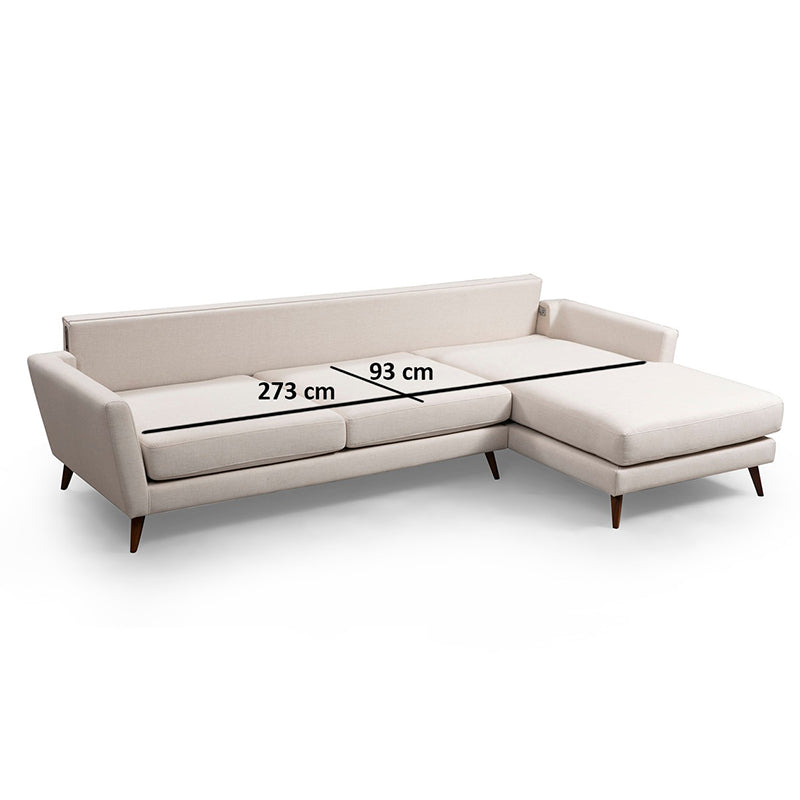 Γωνιακός καναπές κρεβάτι PWF-0526 pakoworld αριστερή γωνία ύφασμα μπεζ-καρυδί 303x168x85εκ - Hippiehome.gr
