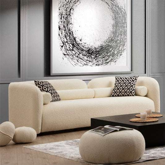 Καναπές 3θέσιος Tranquil I pakoworld ύφασμα μπουκλέ κρεμ 228x90x74εκ - Hippiehome.gr