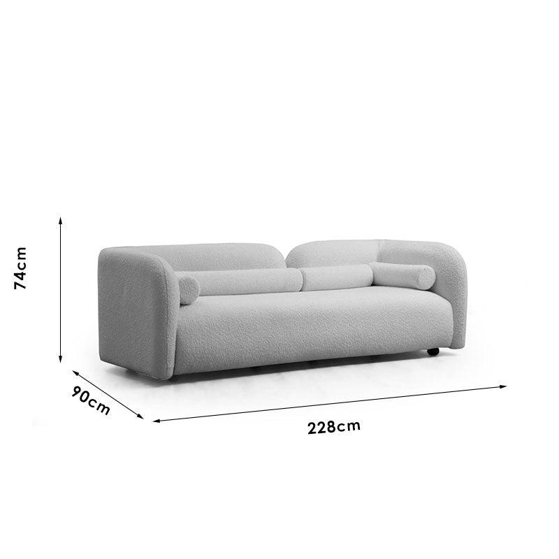 Καναπές 3θέσιος Tranquil I pakoworld ύφασμα μπουκλέ κρεμ 228x90x74εκ - Hippiehome.gr