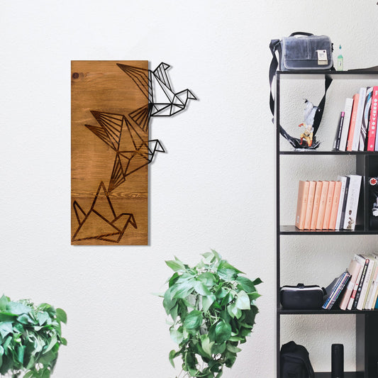 Διακοσμητικό τοίχου Perdon pakoworld ξύλο πεύκου σε φυσική απόχρωση με μαύρο μέταλλο 36x3x60εκ - Hippiehome.gr