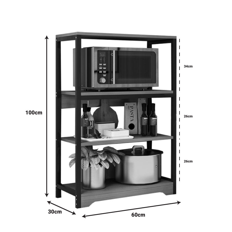 Ραφιέρα επιδαπέδια Daan pakoworld μέταλλο καρυδί-μαύρο 60x30x100εκ - Hippiehome.gr