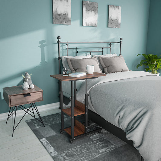 Βοηθητικό τραπέζι Babs pakoworld τροχήλατο καρυδί-μαύρο 60x40x71-92εκ - Hippiehome.gr