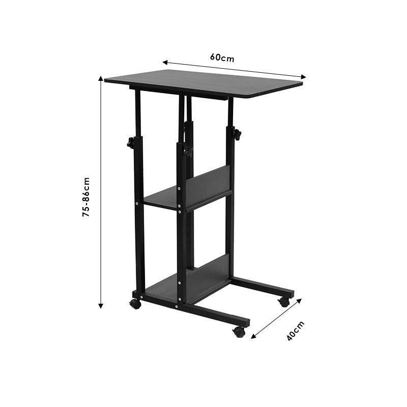 Βοηθητικό τραπέζι Babs pakoworld τροχήλατο καρυδί-μαύρο 60x40x71-92εκ - Hippiehome.gr