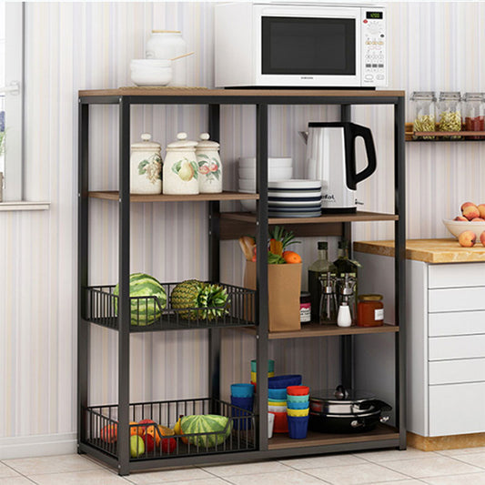 Ραφιέρα επιδαπέδια Tati pakoworld μέταλλο μαύρο-καρυδί 80x30x101εκ - Hippiehome.gr