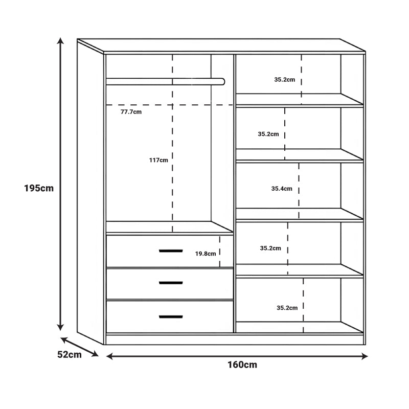 Ντουλάπα Sonlen pakoworld σε καρυδί-ανθρακί απόχρωση 160x52x195εκ - Hippiehome.gr