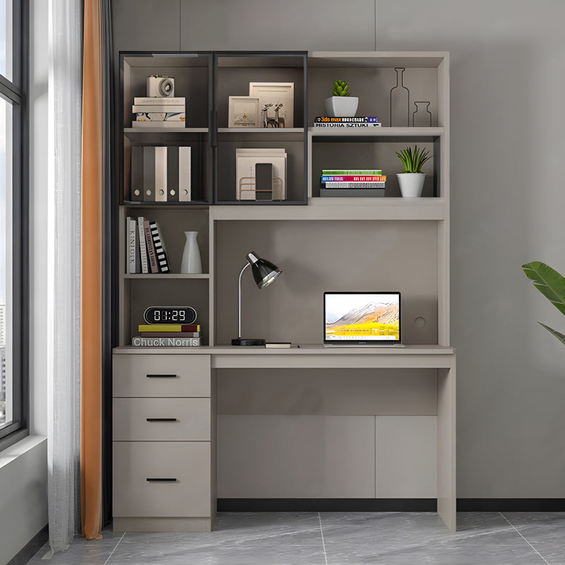 Γραφείο υπολογιστή με βιβλιοθήκη Citoro pakoworld mdf σε μπεζ απόχρωση 120x50x180εκ - Hippiehome.gr