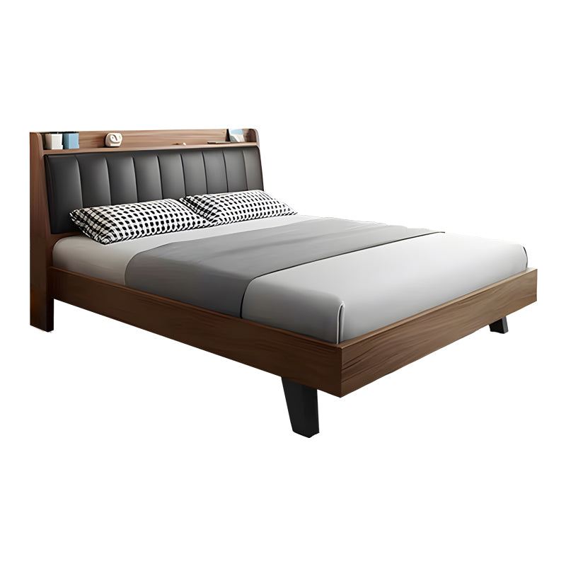 Κρεβάτι Frankly pakoworld mdf-pu σε καρυδί-μαύρο απόχρωση 150x200εκ - Hippiehome.gr