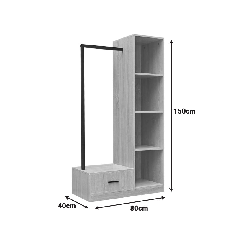 Έπιπλο εισόδου Erdeco pakoworld mdf σε φυσική απόχρωση 80x40x150εκ - Hippiehome.gr