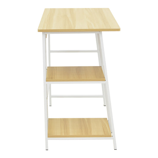 Γραφείο εργασίας Ferje pakoworld με ράφια mdf σε φυσική-λευκή απόχρωση 100x48x75εκ - Hippiehome.gr