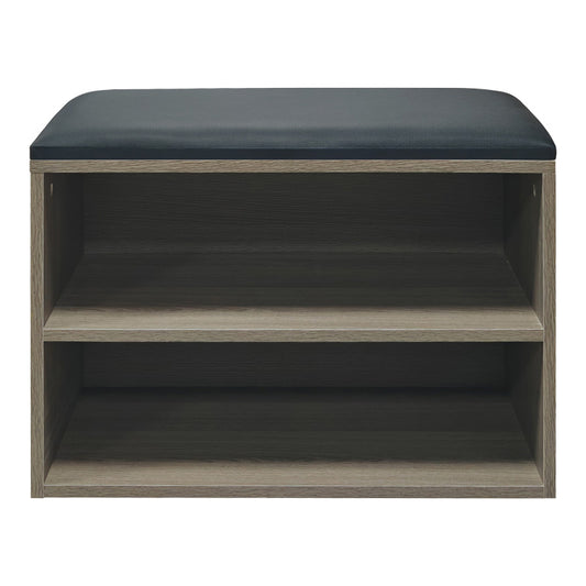 Παπουτσοθήκη-Σκαμπό Kiana pakoworld 4 ζεύγων με μαξιλάρι σε γκρι-oak απόχρωση 60x32x44εκ - Hippiehome.gr