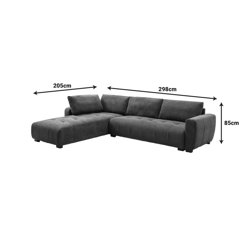 Kαναπές Gianco pakoworld αναστρέψιμος ύφασμα σε γκρι απόχρωση 298x208x85εκ - Hippiehome.gr