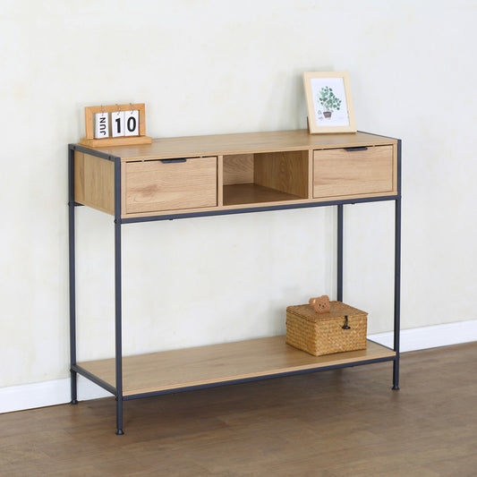 Κονσόλα Regando pakoworld σε oak απόχρωση με μαύρο μέταλλο 100x35x80εκ - Hippiehome.gr
