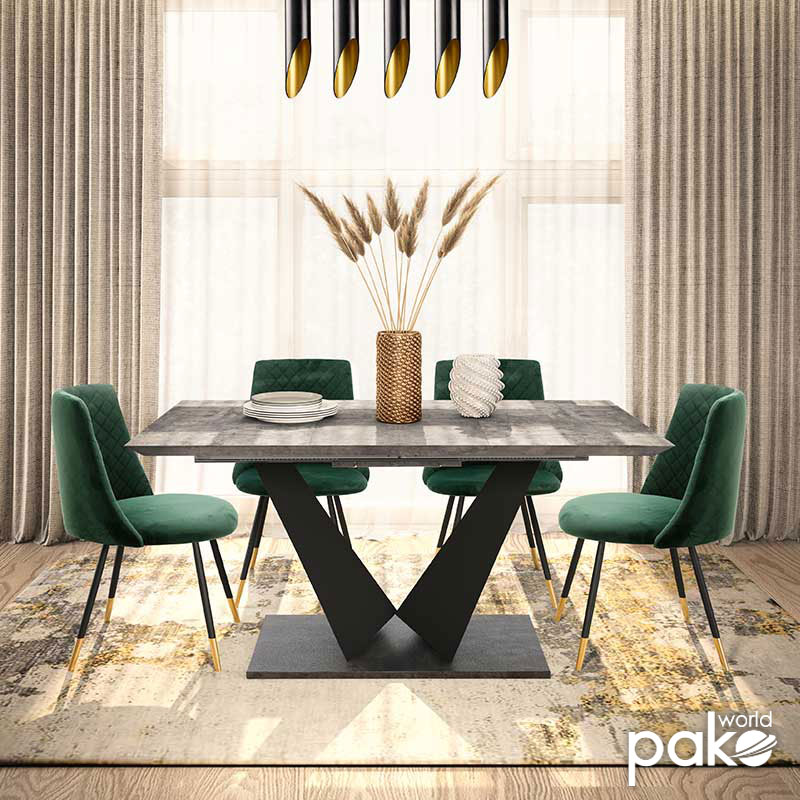 Τραπέζι Gordon pakoworld επεκτεινόμενο γκρι cement- πόδι μαύρο μέταλλο 160-200x90x75εκ - Hippiehome.gr