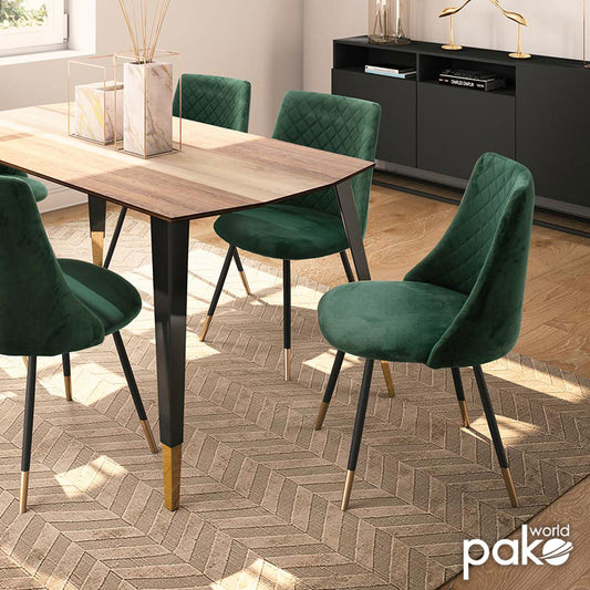 Καρέκλα Giselle pakoworld βελούδο σκούρο πράσινο-μαύρο χρυσό πόδι - Hippiehome.gr