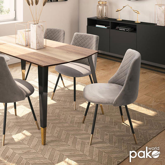 Καρέκλα Giselle pakoworld βελούδο γκρι-μαύρο χρυσό πόδι - Hippiehome.gr