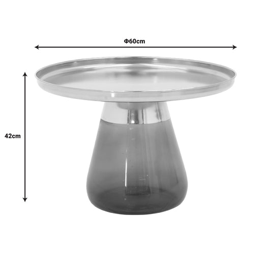 Βοηθητικό τραπέζι Kunlo Inart χρυσό χρώμιο-μαύρο γυαλί Φ60x42εκ - Hippiehome.gr