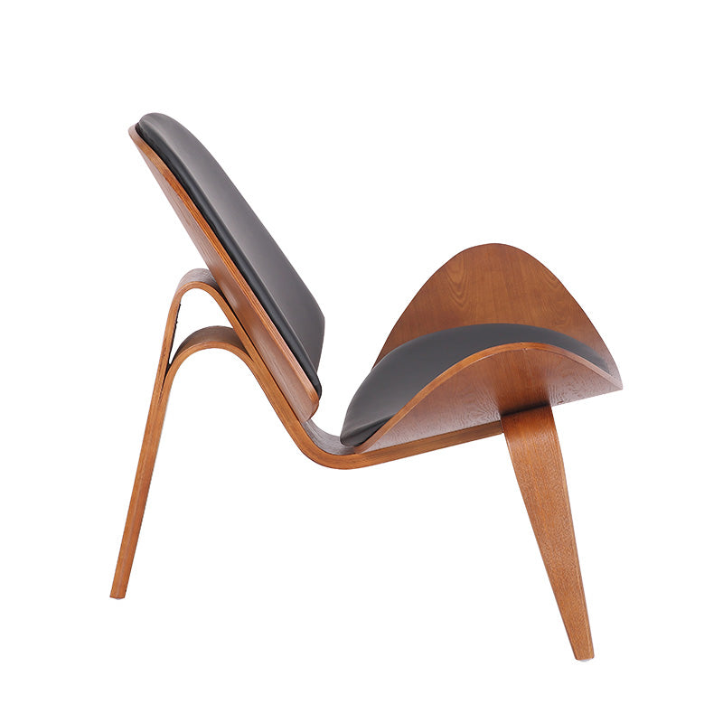 Πολυθρόνα Vilma pakoworld PU μαύρο- plywood καρυδί 90x73x75εκ - Hippiehome.gr