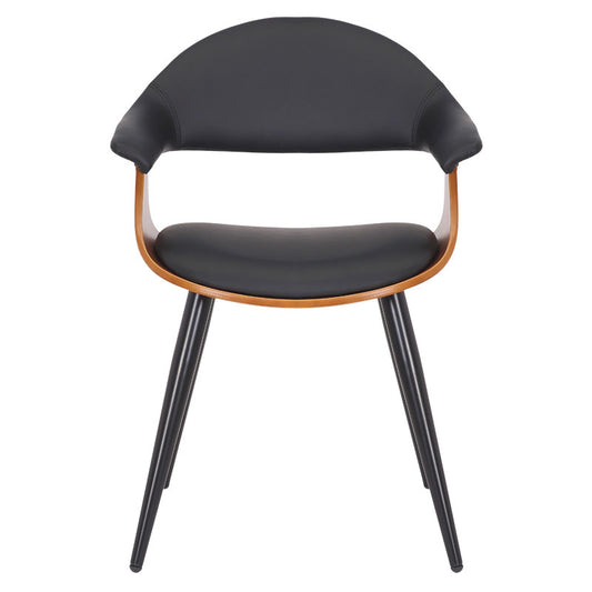 Πολυθρόνα Austen pakoworld PU μαύρο-πόδι καρυδί - Hippiehome.gr