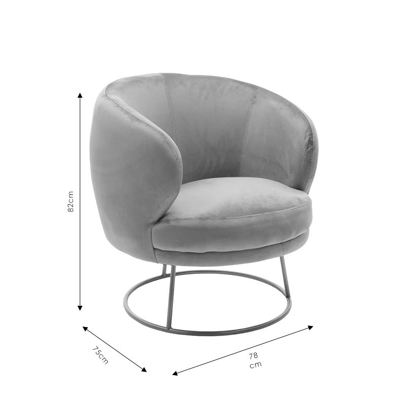 Πολυθρόνα Rony pakoworld βελούδο γκρι-χρυσό 78x75x82εκ - Hippiehome.gr