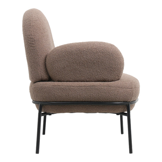 Πολυθρόνα Jaycob pakoworld μπουκλέ καφέ-πόδι μαύρο μέταλλο 74x71x83εκ - Hippiehome.gr