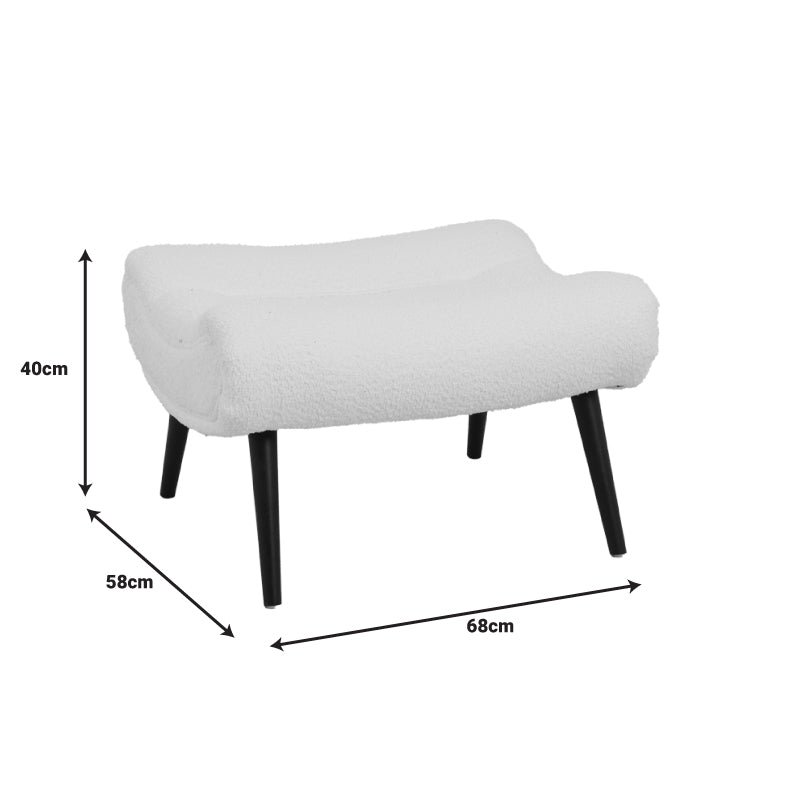 Σκαμπό - υποπόδιο Silla pakoworld μπουκλέ ύφασμα σε λευκή απόχρωση 68x58x40εκ - Hippiehome.gr