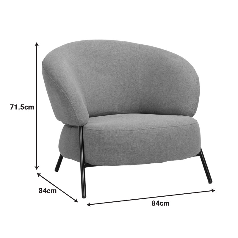 Πολυθρόνα Jennie pakoworld ύφασμα σε κεραμιδι απόχρωση με μαύρα μεταλλικά πόδια 84x84x71,5εκ - Hippiehome.gr