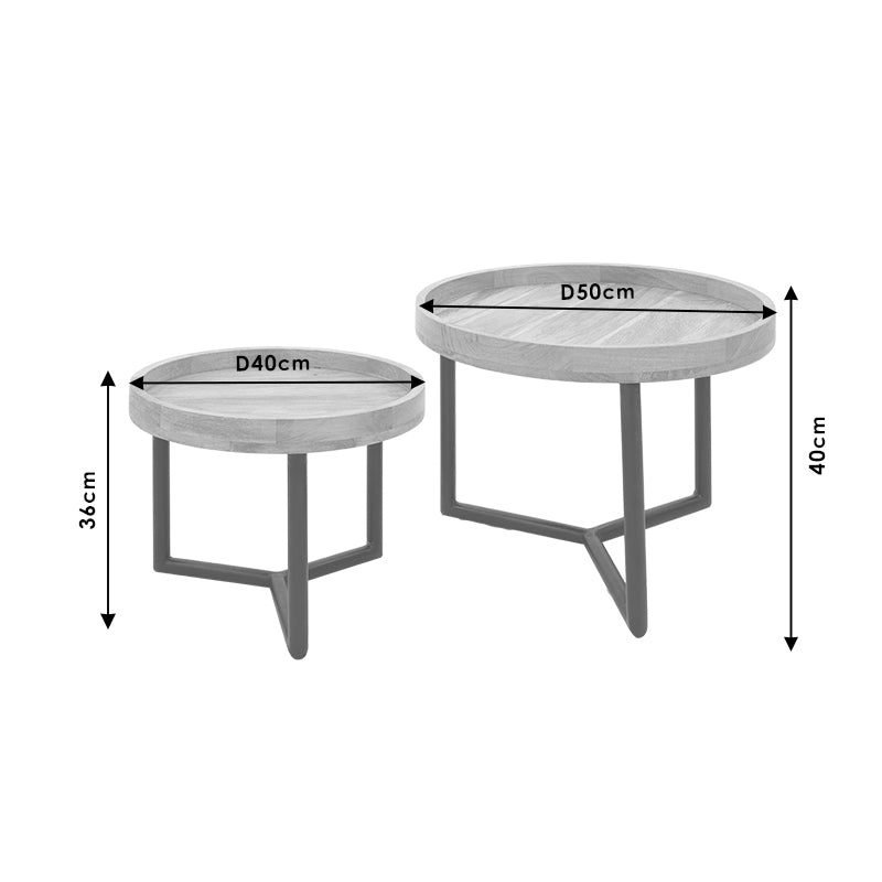 Τραπέζι σαλονιού Kelly σετ 2τεμ pakoworld μασίφ ξύλο φυσικό-μαύρο - Hippiehome.gr