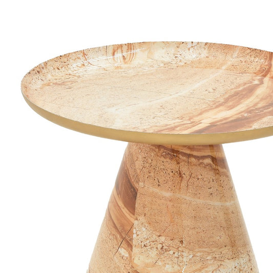 Βοηθητικό τραπεζάκι Boundar Inart μπεζ-χρυσό μέταλλο-γυαλί Φ50x49εκ - Hippiehome.gr