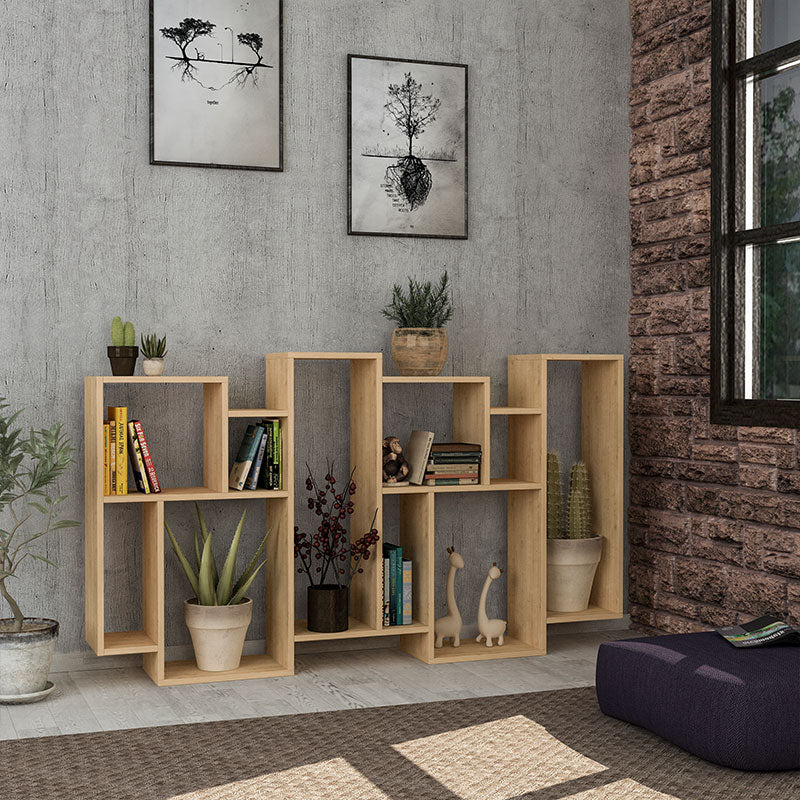 Βιβλιοθήκη Karmato pakoworld χρώμα φυσικό 96x25,5x168,5εκ - Hippiehome.gr