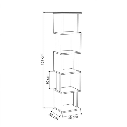Βιβλιοθήκη - στήλη Piri pakoworld χρώμα λευκό-μόκα 35x30x161εκ - Hippiehome.gr