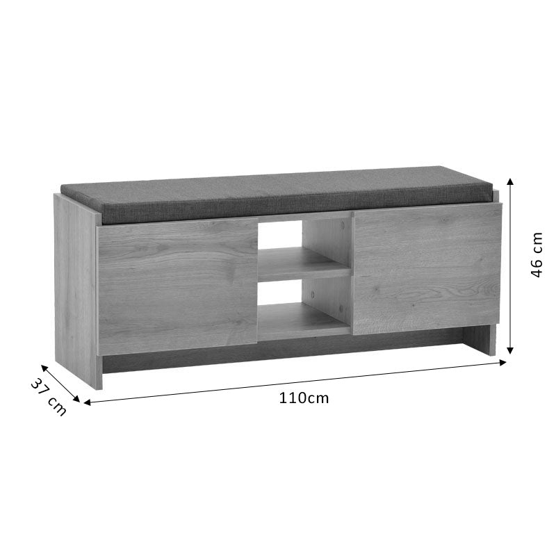 Έπιπλο εισόδου σκαμπό-παπουτσοθήκη Zulla pakoworld 10 ζεύγων sonoma 110x37x46εκ - Hippiehome.gr