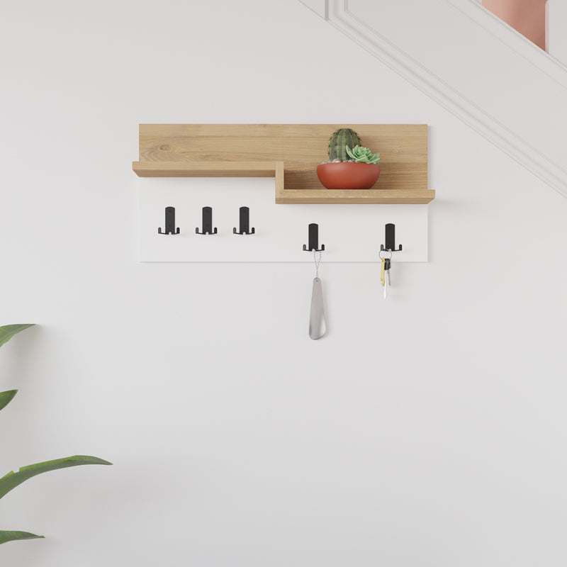 Κρεμάστρα τοίχου Harm pakoworld oak-λευκό μελαμίνης 65x15x31εκ - Hippiehome.gr