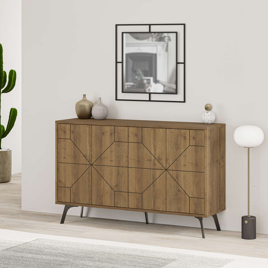 Μπουφές Dune pakoworld σε καρυδί απόχρωση 123x35x77.4εκ - Hippiehome.gr