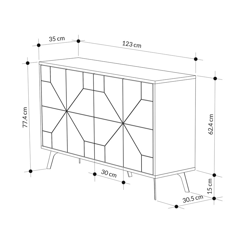 Μπουφές Dune pakoworld σε καρυδί απόχρωση 123x35x77.4εκ - Hippiehome.gr