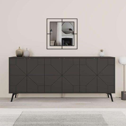 Μπουφές Dune pakoworld σε ανθρακί απόχρωση 181x35x77.4εκ - Hippiehome.gr