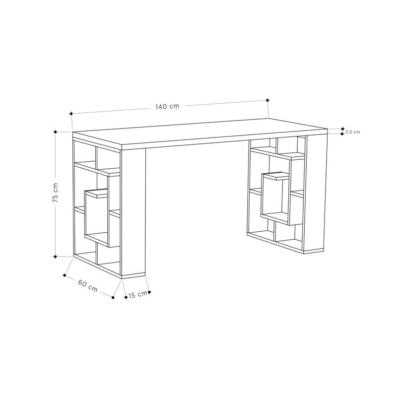 Γραφείο Labirent pakoworld χρώμα λευκό-μόκα 140x60x75εκ - Hippiehome.gr