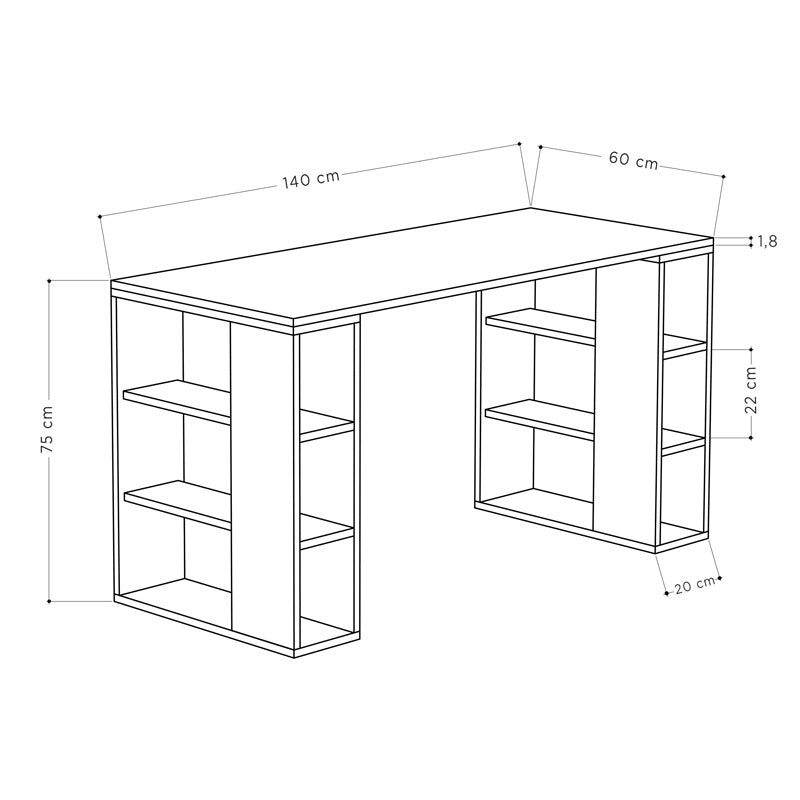 Γραφείο Colmar pakoworld σε λευκή-ανθρακί απόχρωση 140x60x75εκ - Hippiehome.gr