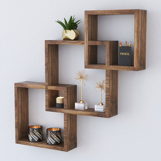 Ραφιέρα τοίχου Maas pakoworld χρώμα καρυδί 33x8.5x33εκ - Hippiehome.gr