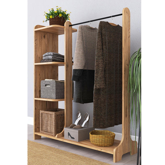 Έπιπλο εισόδου Renesme pakoworld ανοιχτό καρυδί 106x35x128εκ - Hippiehome.gr