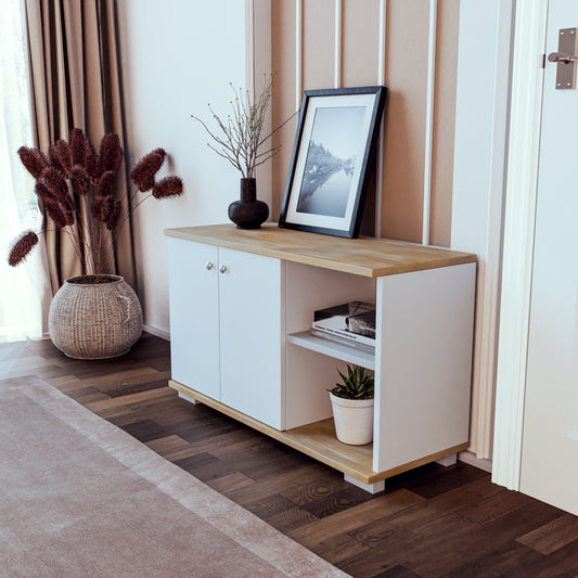 Έπιπλο εισόδου Deril pakoworld λευκό-sonoma 90x33x52.5εκ - Hippiehome.gr