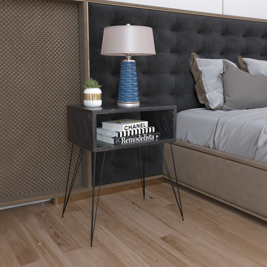 Κομοδίνο Naida pakoworld μαύρο μαρμάρου μελαμίνης 45x30x59εκ - Hippiehome.gr