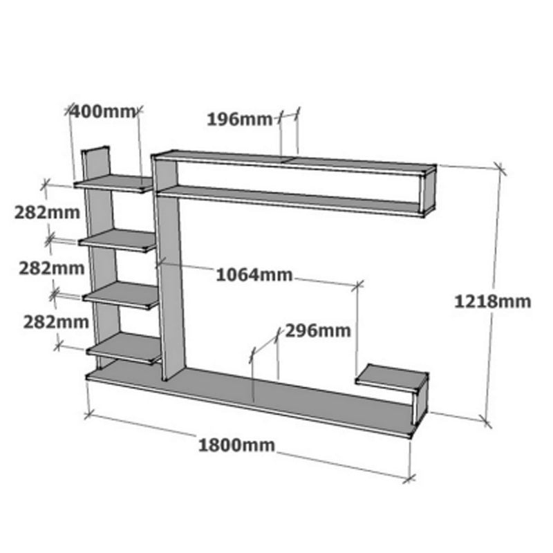 Σύνθετο σαλονιού επιτοίχιο Dilan pakoworld σε oak-ανθρακί απόχρωση 180x29,60x121,80εκ - Hippiehome.gr