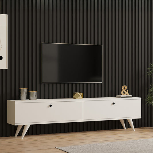 Έπιπλο τηλεόρασης Jate pakoworld σε λευκή απόχρωση 160x25x40εκ - Hippiehome.gr
